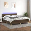 Image de Boxspring met matras en LED stof donkerbruin 180x200 cm3133656