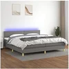 Image de Boxspring met matras en LED stof donkergrijs 200x200 cm3133662