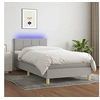 Image de Sommier à Lattes de Lit avec Matelas et LED, Lit Rembourré, Lit Simple, Lit Adulte de Chambre à Coucher Intérieur, Moderne, Gris Clair 90x190cm