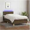 Image de Boxspring met matras en LED stof donkerbruin 80x200 cm3133688