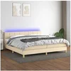 Image de Boxspring met matras en LED stof cràmekleurig 200x200 cm3133746