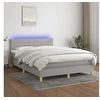 Image de Boxspring met matras en LED stof lichtgrijs 140x200 cm3133797