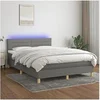 Image de Boxspring met matras en LED stof donkergrijs 140x200 cm3133798