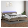 Image de Boxspring met matras en LED stof taupe 200x200 cm3133825