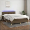 Image de Boxspring met matras en LED stof donkerbruin 140x190 cm3133872