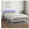Image de Boxspring met matras en LED stof lichtgrijs 140x200 cm3133877