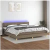 Image de Boxspring met matras en LED stof taupe 200x200 cm3133905