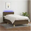 Image de Boxspring met matras en LED stof donkerbruin 80x200 cm3133912