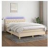 Image de Boxspring met matras en LED stof cràmekleurig 140x200 cm3133962