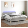 Image de Boxspring met matras en LED stof lichtgrijs 160x200 cm 3133965