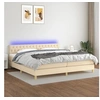 Image de Boxspring met matras en LED stof cràmekleurig 200x200 cm3133986