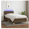 Image de Boxspring met matras en LED stof donkerbruin 90x190 cm3134000