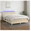 Image de Boxspring met matras en LED stof cràmekleurig 140x200 cm3134042