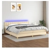 Image de Boxspring met matras en LED stof cràmekleurig 200x200 cm3134066