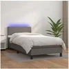 Image de Boxspring met matras en LED kunstleer grijs 100x200 cm3134151