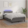 Image de Boxspring met matras en LED kunstleer grijs 120x200 cm3134157
