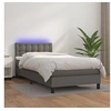 Image de Boxspring met matras en LED kunstleer grijs 90x190 cm3134199