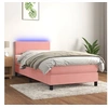 Image de Boxspring met matras en LED fluweel roze 90x200 cm3134266