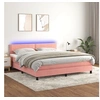 Image de Boxspring met matras en LED fluweel roze 160x200 cm3134356