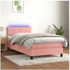 Image de Boxspring met matras en LED fluweel roze 90x190 cm3134380