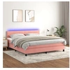 Image de Boxspring met matras en LED fluweel roze 160x200 cm3134476