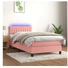 Image de Boxspring met matras en LED fluweel roze 90x200 cm3134506