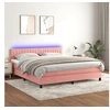 Image de Boxspring met matras en LED fluweel roze 160x200 cm3134536
