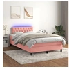 Image de Boxspring met matras en LED fluweel roze 120x200 cm3134578