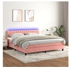 Image de Boxspring met matras en LED fluweel roze 160x200 cm3134596