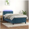 Image de Boxspring met matras en LED fluweel donkerblauw 90x200 cm3134625