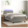 Image de Boxspring met matras en LED fluweel lichtgrijs 100x200 cm3134627