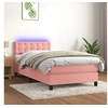 Image de Boxspring met matras en LED fluweel roze 100x200 cm3134632