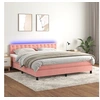 Image de Boxspring met matras en LED fluweel roze 160x200 cm3134656