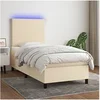 Image de Boxspring met matras en LED stof cràmekleurig 90x190 cm3134682