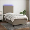 Image de Boxspring met matras en LED stof taupe 100x200 cm3134697