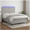 Image de Boxspring met matras en LED stof lichtgrijs 140x200 cm3134717