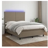 Image de Boxspring met matras en LED stof taupe 140x200 cm3134721