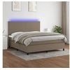 Image de Sommier à Lattes de Lit avec Matelas et LED, Lit Rembourré, Lit Double, Lit Adulte de Chambre à Coucher Intérieur, Moderne, Taupe 180x200cm Tissu
