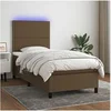 Image de Boxspring met matras en LED stof donkerbruin 90x190 cm3134760