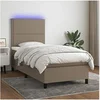 Image de Boxspring met matras en LED stof taupe 90x190 cm3134761