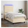 Image de Boxspring met matras en LED stof cràmekleurig 90x190 cm3134762