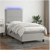 Image de Boxspring met matras en LED stof lichtgrijs 100x200 cm3134773