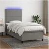 Image de Boxspring met matras en LED stof donkergrijs 100x200 cm3134774