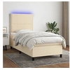 Image de Boxspring met matras en LED stof cràmekleurig 100x200 cm3134778