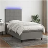 Image de Boxspring met matras en LED stof donkergrijs 80x200 cm3134830