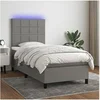 Image de Boxspring met matras en LED stof donkergrijs 100x200 cm3134854