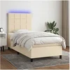 Image de Boxspring met matras en LED stof cràmekleurig 100x200 cm3134858