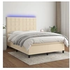 Image de Boxspring met matras en LED stof cràmekleurig 140x190 cm3134874