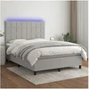 Image de Boxspring met matras en LED stof lichtgrijs 140x200 cm3134877