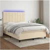 Image de Boxspring met matras en LED stof cràmekleurig 140x200 cm3134882
